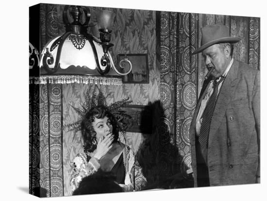 La Soif du Mal TOUCH OF EVIL by OrsonWelles with Marlene Dietrich and Orson Welles, 1958 (b/w photo-null-Stretched Canvas