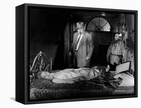 La Soif du Mal TOUCH OF EVIL by OrsonWelles with Orson Welles and Janet Leigh, 1958 (b/w photo)-null-Framed Stretched Canvas