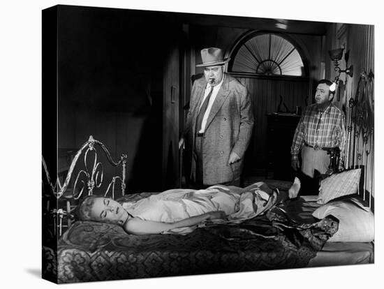 La Soif du Mal TOUCH OF EVIL by OrsonWelles with Orson Welles and Janet Leigh, 1958 (b/w photo)-null-Stretched Canvas