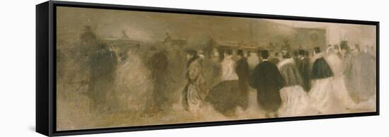 La Sortie Du Theatre-Eugene Carriere-Framed Stretched Canvas