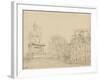 La statue équestre d'Henri IV (le cheval de bronze) et une des deux maisons de la place Dauphine-null-Framed Giclee Print