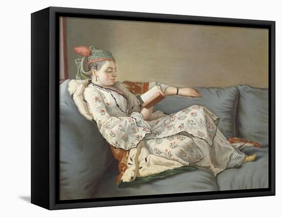 La Sultane Lisant', a Lady in Turkish Costume Reading on a Divan-Jean-Etienne Liotard-Framed Stretched Canvas