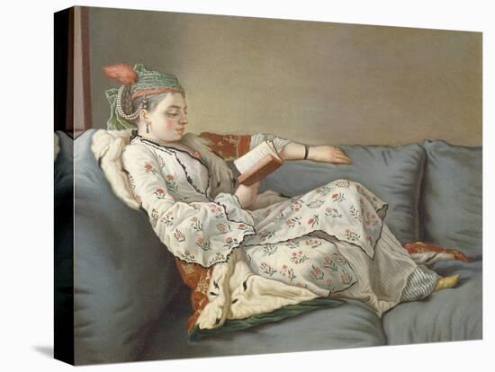 La Sultane Lisant', a Lady in Turkish Costume Reading on a Divan-Jean-Etienne Liotard-Stretched Canvas