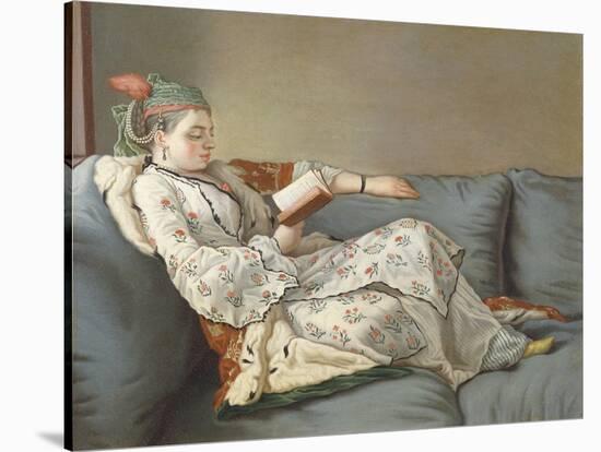 La Sultane Lisant', a Lady in Turkish Costume Reading on a Divan-Jean-Etienne Liotard-Stretched Canvas