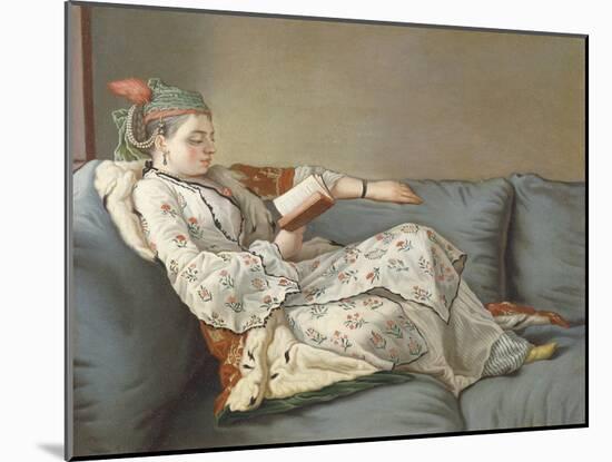 La Sultane Lisant', a Lady in Turkish Costume Reading on a Divan-Jean-Etienne Liotard-Mounted Giclee Print