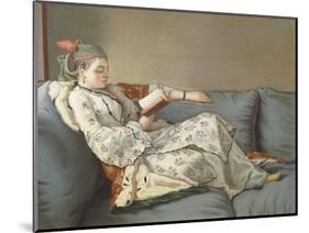 La Sultane Lisant', a Lady in Turkish Costume Reading on a Divan-Jean-Etienne Liotard-Mounted Giclee Print