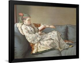 La Sultane Lisant', a Lady in Turkish Costume Reading on a Divan-Jean-Etienne Liotard-Framed Giclee Print