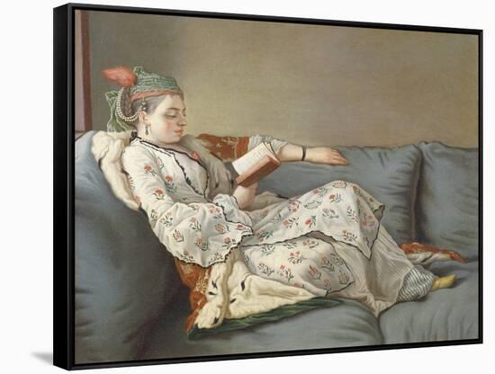 La Sultane Lisant', a Lady in Turkish Costume Reading on a Divan-Jean-Etienne Liotard-Framed Stretched Canvas