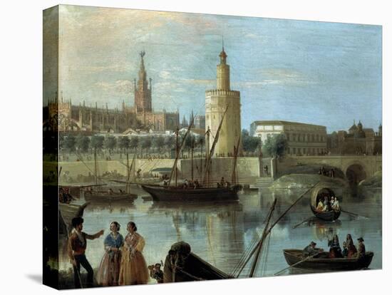 La Torre Del Oro Y La Catedral Desde Los Remedios-Manuel Barron y Carrillo-Stretched Canvas