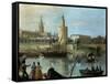 La Torre Del Oro Y La Catedral Desde Los Remedios-Manuel Barron y Carrillo-Framed Stretched Canvas