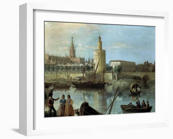 La Torre Del Oro Y La Catedral Desde Los Remedios-Manuel Barron y Carrillo-Framed Giclee Print