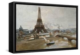 La Tour Eiffel et le Champ-de-Mars en janvier 1889 - les travaux de l'Exposition universelle-Paul-Louis Delance-Framed Stretched Canvas