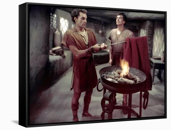 La tunique THE ROBE by HenryKoster with Richard Burton and Victor Mature, 1953 (photo)-null-Framed Stretched Canvas