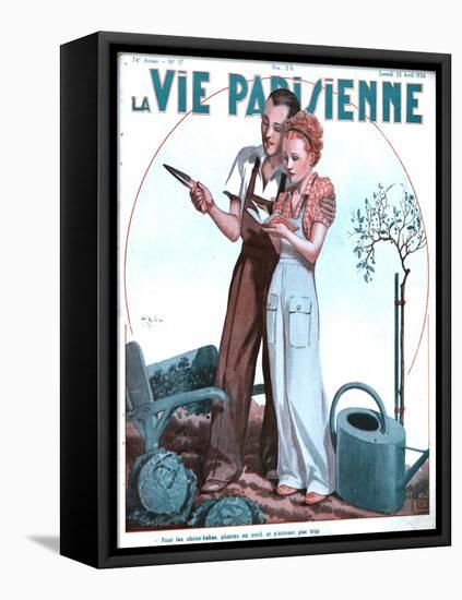 La Vie Parisienne, Couples Gardening Tools, Gardens Magazine, France, 1936-null-Framed Stretched Canvas