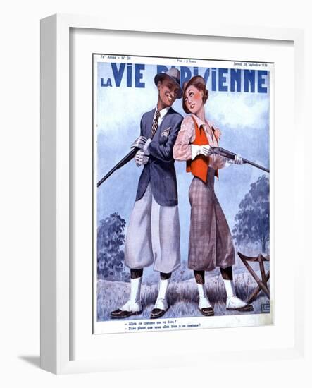 La Vie Parisienne, Couples Shooting Guns Hunting Magazine, France, 1936-null-Framed Giclee Print