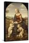 La Vierge à l'Enfant avec le petit saint Jean-Baptiste dite "La Belle Jardinière"-Raffaello Sanzio-Framed Stretched Canvas