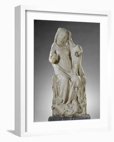 La Vierge assise couronnée par l'Enfant et foulant aux pieds une sirène-null-Framed Giclee Print