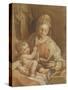 La Vierge assise tenant l'Enfant Jésus nu et un livre ouvert-Federico Barocci-Stretched Canvas