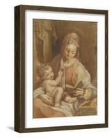 La Vierge assise tenant l'Enfant Jésus nu et un livre ouvert-Federico Barocci-Framed Giclee Print