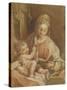 La Vierge assise tenant l'Enfant Jésus nu et un livre ouvert-Federico Barocci-Stretched Canvas