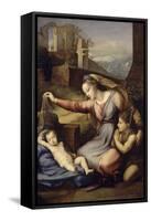 La Vierge au voile bleu-Raffaello Sanzio-Framed Stretched Canvas