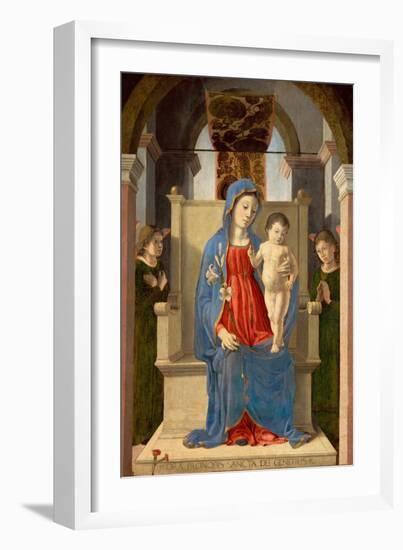 La Vierge Avec Un Lys (Avec L'enfant Jesus Sur Un Trone, Entoure De Deux Anges) - Virgin with a Lil-Marco Zoppo-Framed Giclee Print