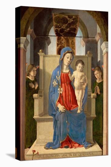 La Vierge Avec Un Lys (Avec L'enfant Jesus Sur Un Trone, Entoure De Deux Anges) - Virgin with a Lil-Marco Zoppo-Stretched Canvas