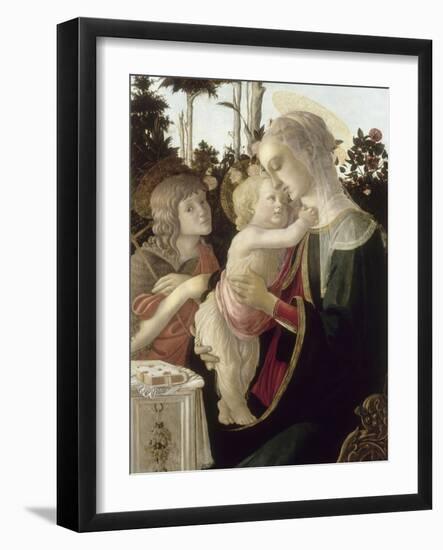 La Vierge et l'Enfant avec Saint Jean-Baptiste enfant-Sandro Botticelli-Framed Giclee Print