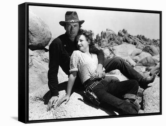 La Ville Abandonnee YELLOW SKY by William Wellman with Anne Baxter and Gregory Peck, 1948 (b/w phot-null-Framed Stretched Canvas