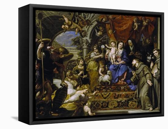La Virgen Con El Niño Entre Las Virtudes Teologales Y Santos, 1669-Claudio Coello-Framed Stretched Canvas