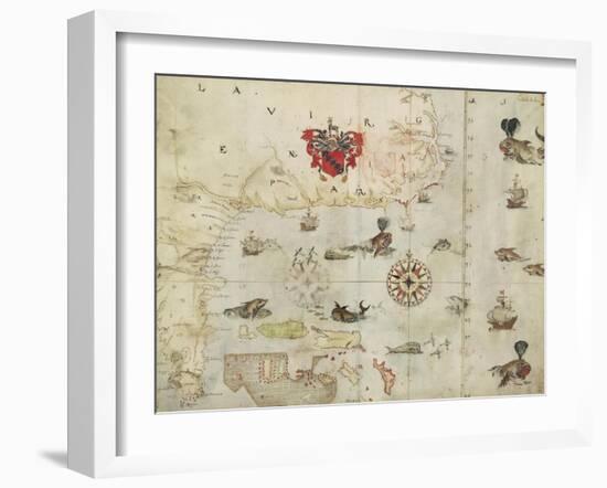 La Virgenia Pars: a Map of the East Coast of N. America-John White-Framed Art Print