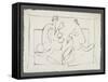 La visite. Deux femmes assises-null-Framed Stretched Canvas