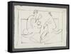 La visite. Deux femmes assises-null-Framed Stretched Canvas