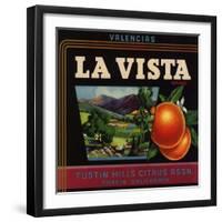 La Vista Brand - Tustin, California - Citrus Crate Label-Lantern Press-Framed Art Print