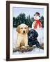 Lab Puppies with Snowman-William Vanderdasson-Framed Giclee Print