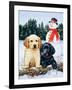 Lab Puppies with Snowman-William Vanderdasson-Framed Giclee Print