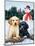 Lab Puppies with Snowman-William Vanderdasson-Mounted Giclee Print