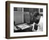 Lab Technician with a Slide Rule, Edgar Allens Steel Foundry, Sheffield, South Yorkshire, 1962-Michael Walters-Framed Photographic Print