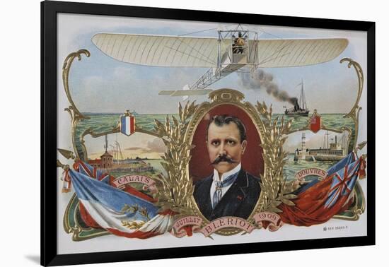 Label Depicting Mr. Bleriot's First Flight across the Channel-null-Framed Giclee Print