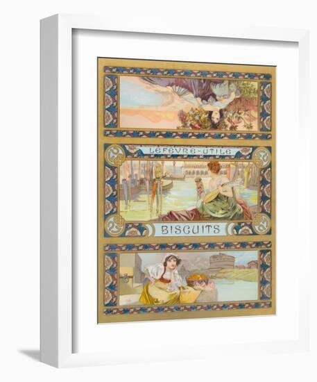 Label for a Biscuit-Tin, c 1890's-Alphonse Mucha-Framed Art Print