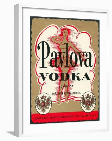 Label for Pavlova Vodka-null-Framed Art Print