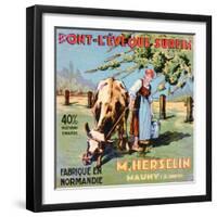 Label for 'Pont-L'Eveque' Cheese Made by the Cheesemaker M. Herselin, Early 20th Century-French School-Framed Giclee Print
