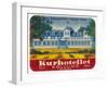 Label for the Kurhotellet, Spa Hotel, at Kollund in the Flensborg Fjord Denmark-null-Framed Art Print