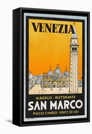 Label from the Albergo and Ristorante San Marco, Venice, Italy-null-Framed Stretched Canvas