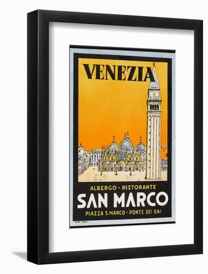 Label from the Albergo and Ristorante San Marco, Venice, Italy-null-Framed Photographic Print