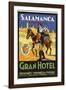 Label from the Gran Hotel, Salamanca (Spain) Featuring Typical Spanish Folklore Figures-null-Framed Photographic Print