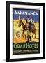 Label from the Gran Hotel, Salamanca (Spain) Featuring Typical Spanish Folklore Figures-null-Framed Photographic Print