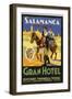 Label from the Gran Hotel, Salamanca (Spain) Featuring Typical Spanish Folklore Figures-null-Framed Photographic Print