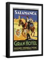 Label from the Gran Hotel, Salamanca (Spain) Featuring Typical Spanish Folklore Figures-null-Framed Photographic Print