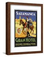 Label from the Gran Hotel, Salamanca (Spain) Featuring Typical Spanish Folklore Figures-null-Framed Photographic Print